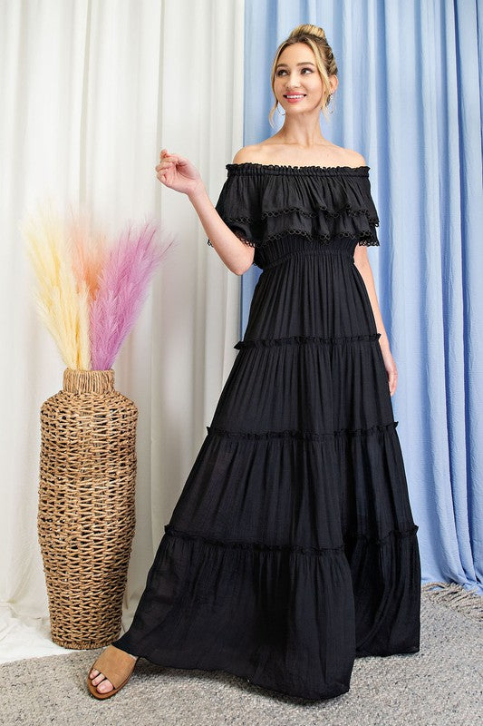 Off The Shoulder Ruffle Maxi - Online Only