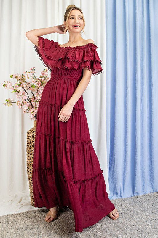 Off The Shoulder Ruffle Maxi - Online Only