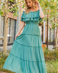 Off The Shoulder Ruffle Maxi - Online Only