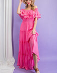 Off The Shoulder Ruffle Maxi - Online Only