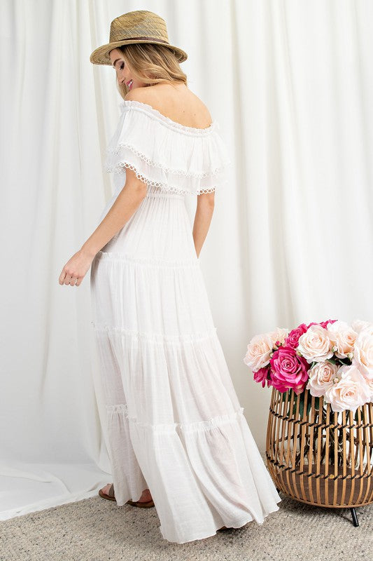 Off The Shoulder Ruffle Maxi - Online Only