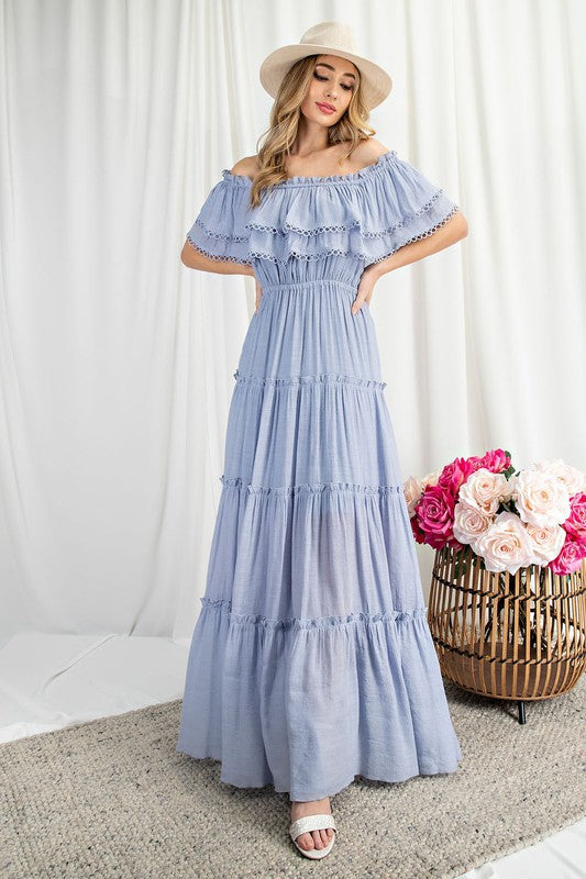 Off The Shoulder Ruffle Maxi - Online Only