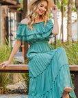 Off The Shoulder Ruffle Maxi - Online Only