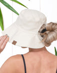 Solid Reversible Ponytail Bucket Hat