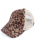 CC Faux Suede Leopard Print Pony Cap