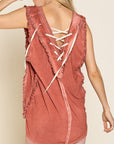 POL Criss-cross Lace-up Open Back Tank Top - Online Only