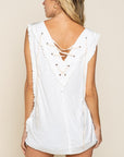 POL Criss-cross Lace-up Open Back Tank Top - Online Only