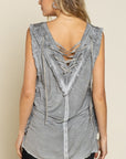 POL Criss-cross Lace-up Open Back Tank Top - Online Only