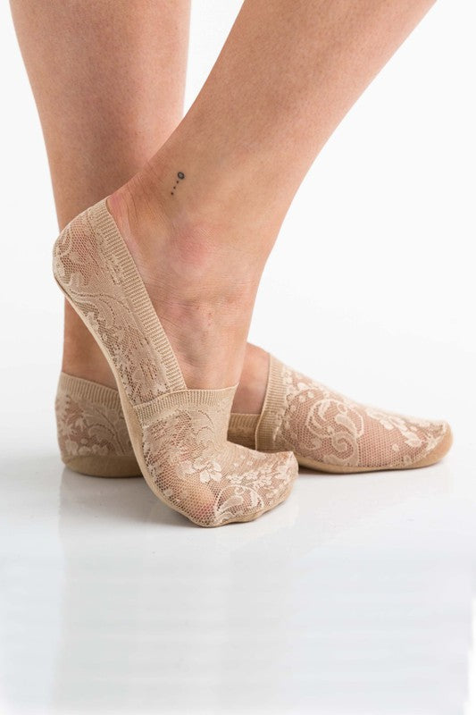 Leto No-Slip Floral Lace Socks