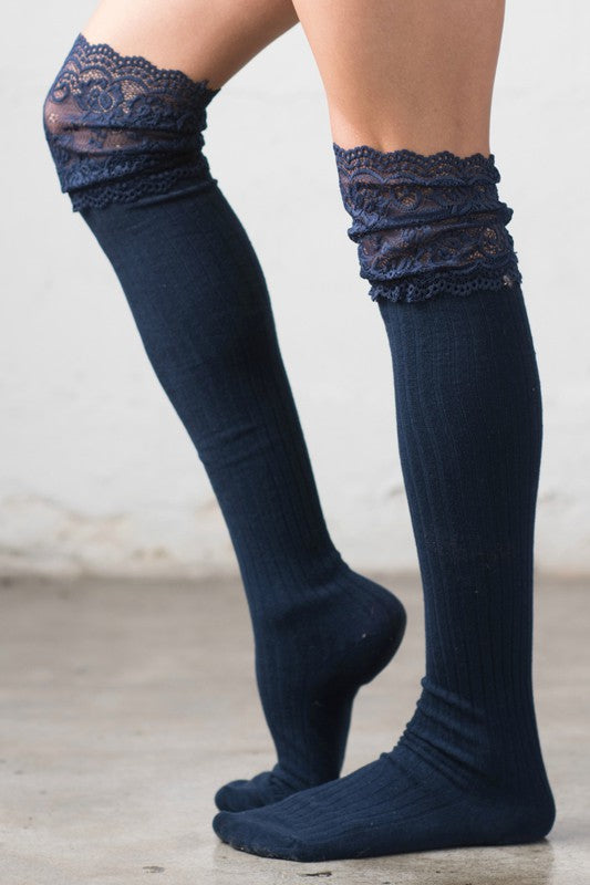 Leto Lace Topped Over the Knee Socks