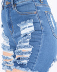 Front & Back Distressed Denim Shorts - Online Only