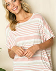 e Luna Striped Front Tie Top