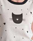 Kitty Cat Face Short Sleeve Summer Sweater Top