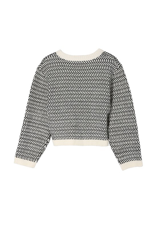 Lilou Herringbone Crew Neck Sweater - Online Only