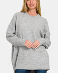 Zenana High-Low Hem Drop Shoulder Sweater