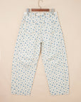 Floral Grommet Knot Waist Barrel Leg Jeans