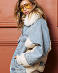 BiBi Detachable Faux Fur Collar Puffer Denim Jacket