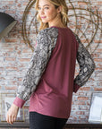 Heimish Full Size Snakeskin Print Raglan Sleeve Half Button Top