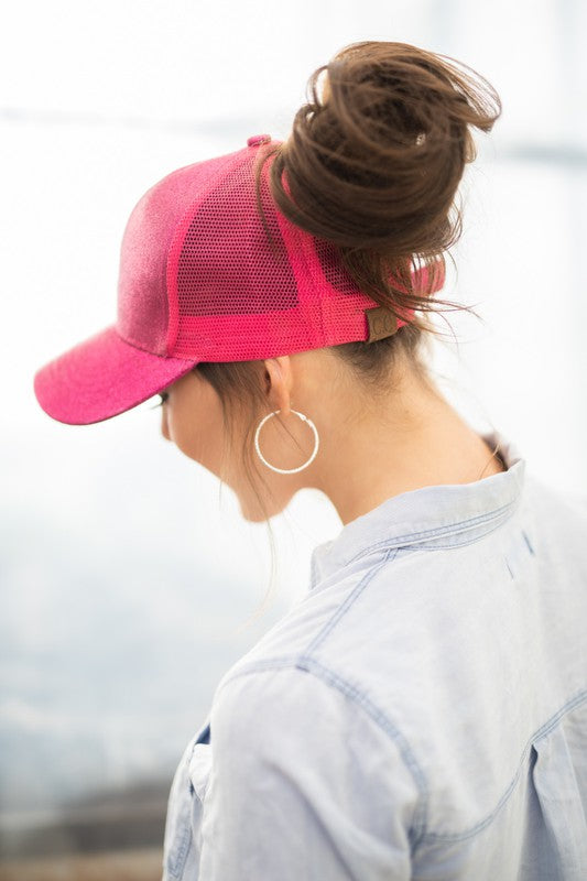 CC Glitter Messy Bun Hat Cap
