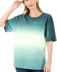Zenana Dip Dye Short Sleeve Round Neck Top - Online Only