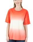 Zenana Dip Dye Short Sleeve Round Neck Top - Online Only