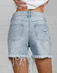 Denim Lab USA High Rise Midi Destroyed Shorts