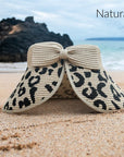 Leopard Bow Roll Up Sun Visor Hat