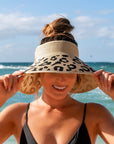 Leopard Bow Roll Up Sun Visor Hat