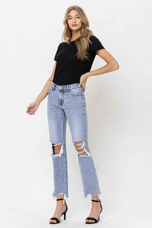 VERVET by Flying Monkey Super High Rise 90&#39;s Straight Crop Jeans