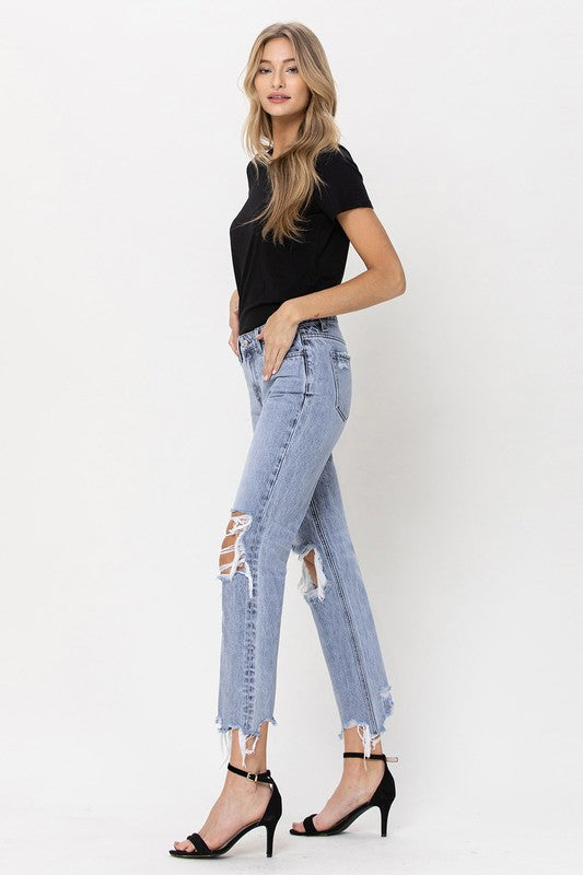 VERVET by Flying Monkey Super High Rise 90&#39;s Straight Crop Jeans