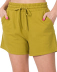 Zenana French Terry Drawstring Shorts - Online Only