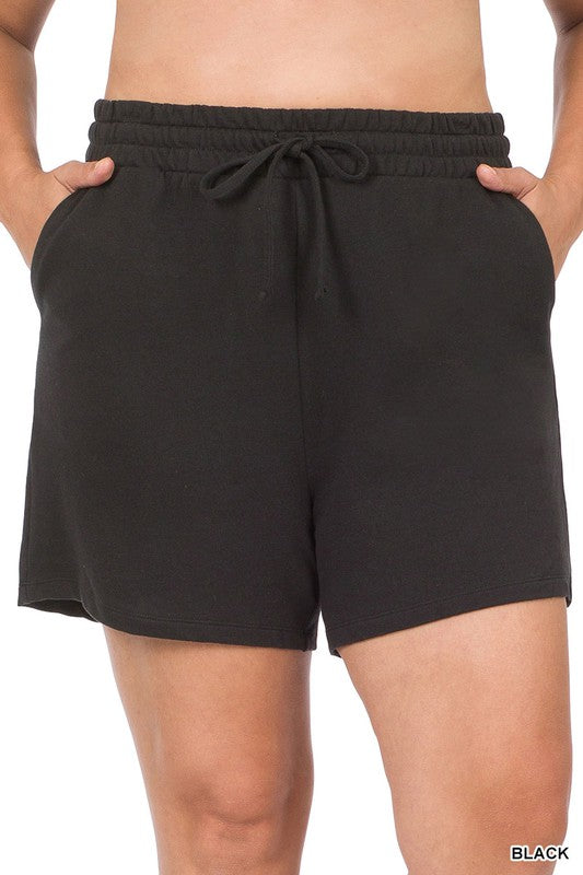 Zenana Plus French Terry Shorts - Online Only
