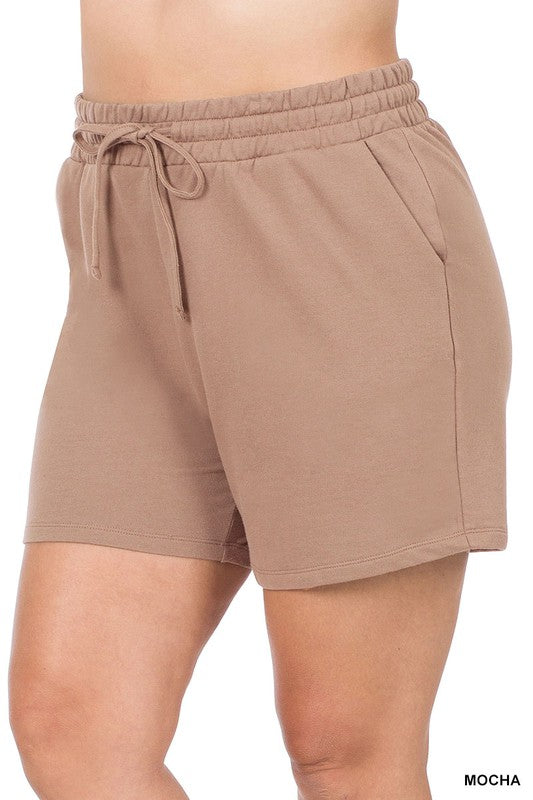 Zenana Plus French Terry Shorts - Online Only