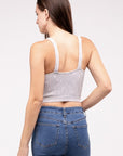 Zenana Washed Ribbed Cropped V-Neck Tank Top