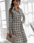 Hope Horizon Rodeo Plaid Print Button Shirt Midi Dress