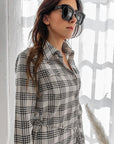 Hope Horizon Rodeo Plaid Print Button Shirt Midi Dress