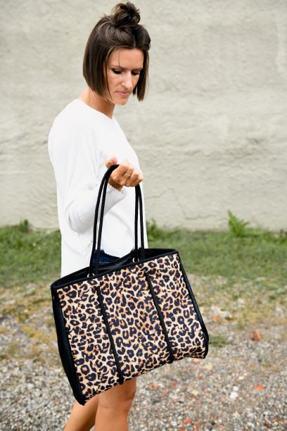 Julia Rose The Emma- Leopard Neoprene Bag