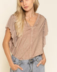 Studded Flutter Sleeve T-shirt - Online Only