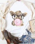 Bubble Gum Cow With Glasses Graphic Tee PLUS