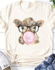 Bubble Gum Cow With Glasses Graphic Tee PLUS