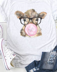 PLUS Bubble Gum Cow With Glasses Graphic Tee