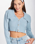 Emory Park Wide Collar Cropped Cardigan