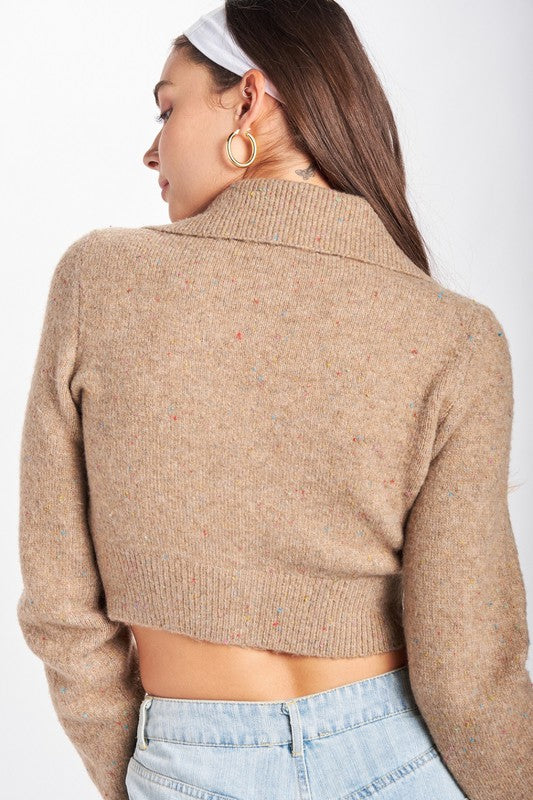 Emory Park Wide Collar Cropped Cardigan