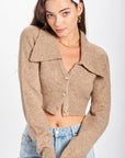 Emory Park Wide Collar Cropped Cardigan