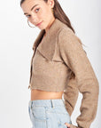 Emory Park Wide Collar Cropped Cardigan