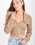 Emory Park Wide Collar Cropped Cardigan