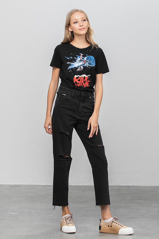 Insane Gene High Rise Premium Straight Jeans Black Denim