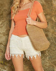 Straw Bucket Beach Bag