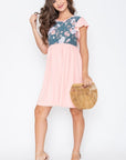 Flutter Sleeve Rose Floral Mini Dress