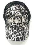 Black and Silver Leopard Brunette Embroidered Hat